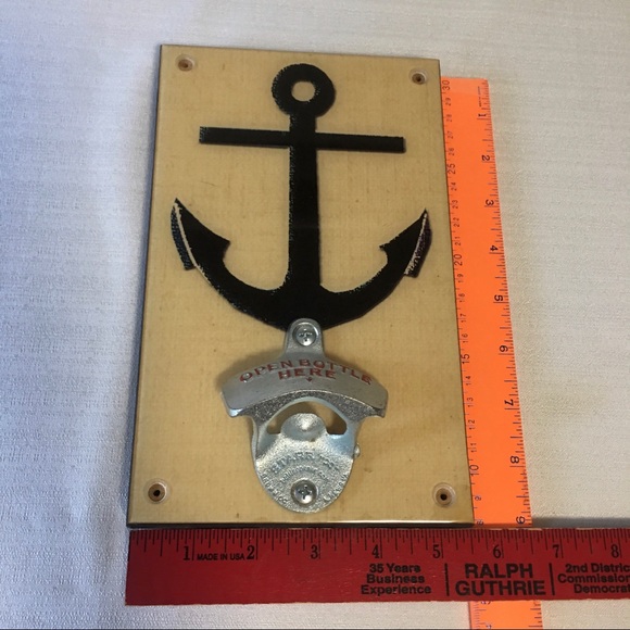 Nautical Anchor Wall Bottle Opener Wood & Metal Sweet Art Attack Made USA NWOT - Picture 5 of 8